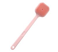 HJUGHPN Spazzola per il corpo con manico lungo quadrato in silicone, spazzola da bagno a doppio lato per sfregamento posteriore, spazzola esfoliante per il corpo (rosa)