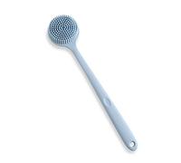 HJUGHPN Spazzola per il corpo multifunzionale in silicone, manico lungo, doppia faccia, per bagno e doccia, massaggio alla schiena, esfoliazione, spazzola per scrub corpo (blu)
