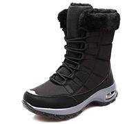 HJUGHPN Stivali invernali da donna, caldi, in peluche, a metà polpaccio, con lacci, impermeabili, per escursionismo, colore nero, taglia 40