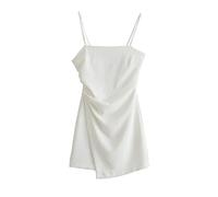HJUGHPN Vestito da donna mini abito da donna arricciato mini abito da donna senza schienale spalline sottili sexy orlo asimmetrico abito estivo da donna (L)