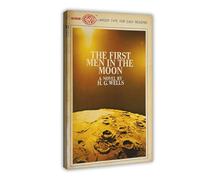 HJUKKM H. G. WELLS - Poster su tela con i primi uomini sulla luna, decorazione per camera da letto, ufficio, camera da letto, regalo, 60 x 90 cm