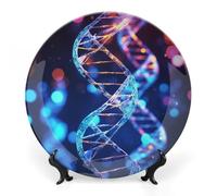 HJUQNGF Piatto decorativo in ceramica per decorazione DNA elica genetica Bone China Piatto decorativo con espositore da 17,8 cm in ceramica Collezioni Piatti Ornamento decorativo per la casa