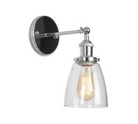 HJXDtech Applique da Parete Industriale, Lampada da Parele Vetro Vintage E27 per Angolo Lettura, Camera da Letto, Ingresso e Bagno, Illuminazione per Arredamento Casa (Argento Moderno, A)