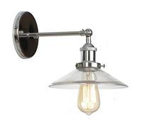 HJXDtech Industriale Vintage Applique da parete Placcatura moderna Lampada di supporto cromata Lampada in vetro trasparente Display E27 Luci da parete per bagno Corridoio Camera da letto Cafe
