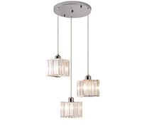 HJXDtech Lampada a sospensione moderna con paralume Quadrato in cristallo, Loft Bar E27 Illuminazione da Soffitto, lampadario per Soggiorno Camera da letto Cucina (Argento, 1 Luci)