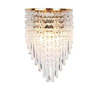 HJXDtech Lampada da Parete in K9 Cristallo - Presa E14, Applique da Interno Classico Europeo con Struttura in Acciaio per Camera da Letto, Soggiorno e Corridoio (18x28cm) - Oro