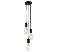 HJXDtech Moderno Lampadario a sospensione 3 Luci Zoccolo E27 Supporto DIY per Casa, Bar, Ristoranti, Cafe, Club - Nero