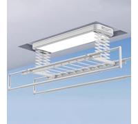 HJYBFA C, Stendibiancheria da Parete e da soffitto, Altezza Regolabile, Elettrico, in Alluminio, con Telecomando, Appendiabiti per