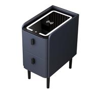HJYBFA Comodino LED HJYBFAWH con 2 cassetti, luci Regolabili Intelligenti, Stazione di Ricarica Wireless per tavolino, Moderno Piccolo per Camera da Letto e Soggiorno, Blu, 30 cm