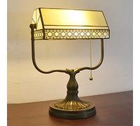 HJYBFA Lampada da scrivania in Stile Tiffany Mission - Tavolo da banchiere in Vetro colorato Antico per Camera da Letto, Soggiorno, Ufficio, Luce Notturna Vintage, Biblioteca o Studio, co