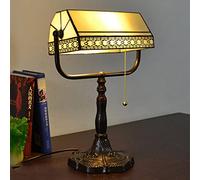 HJYBFA Lampada da scrivania in Stile Tiffany Mission - Tavolo da banchiere in Vetro colorato Antico per Camera da Letto, Soggiorno, Ufficio, Luce Notturna Vintage, Biblioteca o Studio, co