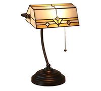 HJYBFA Lampada da Tavolo in Stile Tiffany - Scrivania Tradizionale in Vetro colorato con Interruttore a Catena e Base in Zinco Anticato, Ideale per Soggiorno, Ufficio, Camera da Letto, co