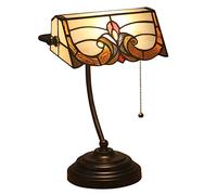 HJYBFA Lampada da Tavolo in Stile Tiffany - Scrivania Tradizionale in Vetro colorato con Interruttore a Catena e Base in Zinco Anticato, Ideale per Soggiorno, Ufficio, Camera da Letto, co