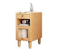 HJYBFA Mini comodino moderno con lati stretti in legno massello retrò, multifunzionale con cassetti portaoggetti bloccabili (colore: legno, dimensioni