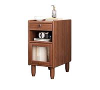 HJYBFA Mini comodino moderno con lati stretti in legno massello retrò, multifunzionale con cassetti portaoggetti bloccabili (colore: noce, dimensioni