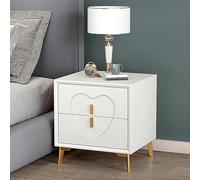 HJYBFA Semplice e creativo Loving in legno massello doppio cassetto, dotato di rivestimento in pelle e design con gambe in metallo, interpretazione giovanile: stile carino in camera da letto (Col