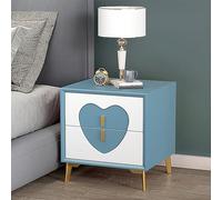 HJYBFA Semplice e creativo Loving in legno massello doppio cassetto, dotato di rivestimento in pelle e design con gambe in metallo, interpretazione giovanile: stile carino in camera da letto (Col