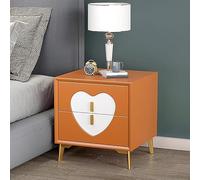 HJYBFA Semplice e creativo Loving in legno massello doppio cassetto, dotato di rivestimento in pelle e design con gambe in metallo, interpretazione giovanile: stile carino in camera da letto (Col