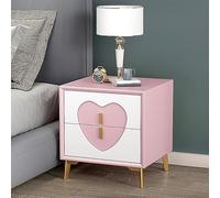 HJYBFA Semplice e creativo Loving in legno massello doppio cassetto, dotato di rivestimento in pelle e design con gambe in metallo, interpretazione giovanile: stile carino in camera da letto (Col