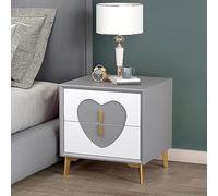 HJYBFA Semplice e creativo Loving in legno massello doppio cassetto, dotato di rivestimento in pelle e design con gambe in metallo, interpretazione giovanile: stile carino in camera da letto (Col