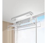 HJYBFA Stendibiancheria da soffitto in Alluminio Multifunzionale, Altezza e Lunghezza Regolabili per Abbigliamento da Parete 30x130 cm