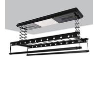 HJYBFA Stendibiancheria Elettrico da soffitto Lega di Alluminio Nero per Indumenti, salvaspazio, Montaggio a Parete, 130x32x7 cm