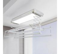 HJYBFA Stendibiancheria Elettrico Multifunzione da Parete e da soffitto, in Alluminio, salvaspazio, con Telecomando, Argento
