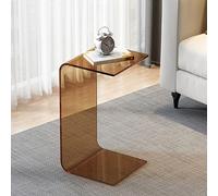 HJYBFA Tavolino a forma di C, tavolino in acrilico, design moderno trasparente per la casa, tavolo da esposizione per soggiorno (colore: marrone, dimensioni 30 x 30 x 55 cm)