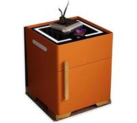 HJYCLFAZU comodino intelligente con ricarica wireless e cassaforte nascosta, comodino con piano in vetro temperato a LED, elegante mobiletto portaoggetti per camera da letto e soggiorno (arancione)