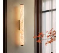 HJYCLFAZU Lampada da Parete contemporanea in Ottone e Marmo a LED, semplicità e creatività, Ideale per Soggiorno, Camera da Letto, Studio, Hotel, Villa e corridoio (E H50CM)