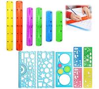 HJYDGJ 13 Pezzi Plastica Modelli Di Misurazione Geometrici Righelli Plastica Righello Righello Geometrico Multifunzionale Stencil Geometrico Disegno Righelli Righelli Morbido