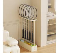 HJYryhyfddply Porta Racchetta da Tennis, Espositore da Terra per Racchette da Badminton, Organizer per Attrezzi per Palestra, Scuola e Club(White)