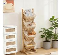 HJYXXSR Cesto sospeso in rattan, scaffale portaoggetti da pavimento, scaffale portaoggetti a più livelli, torre portaoggetti indipendente, adatto per soggiorno, bagno, cucina 125cm/49.2in