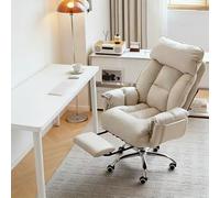 HJYXXSR Sedia da ufficio direzionale con piedistallo reclinabile, regolabile in altezza e girevole, cuscino del sedile addensato a doppio strato, adatto per scrivere, studiare, lavorare white