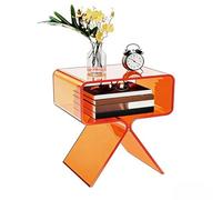 HJYXXSR Tavolino in Acrilico Trasparente, con Spazio per riporre gli oggetti, Comodino, Supporto Triangolare, Adatto per Soggiorno, Camera da Letto e Ufficio Orange