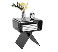 HJYXXSR Tavolino in Acrilico Trasparente, con Spazio per riporre gli oggetti, Comodino, Supporto Triangolare, Adatto per Soggiorno, Camera da Letto e Ufficio Black