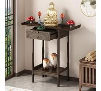 HJYXXSR Tavolo Santuario in Bambù con Contenitore, Tavolo da Preghiera con Vassoio Estraibile, Supporto per Altare Personale, Scrivania per Puja, per Soggiorno, Sala Studio 120cm/47.2 inches