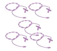 HJYZY 10 pezzi Bracciale Decenario Annodato con Croce Intrecciata Regolabile - Bracciale Rosario Multiplo Colore Adatto per Uomini e Donne, 5-8.5 inches, Nylon