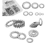 HJYZY 300 pezzi di rondelle dentate esterne interne con Starlock acciaio inossidabile 304 rondelle dentate con dentatura esterna kit assortimento incluso: M2,5 M3 M4 M5 M6 M8 M10 M12