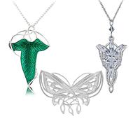 HJYZY Arwen - Collana con ciondolo a forma di stella e farfalla, con scritta "Il Signore dell'Anello" e lo Hobbit, 3 pezzi, colore: argento