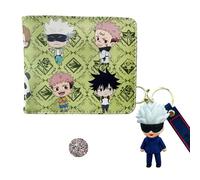 HJYZY Satoru Go-jo - Set di gioielli con portafoglio bifold a tema anime Jujutsu K. Portachiavi con adesivi, 12 pezzi, Giallo, Moda