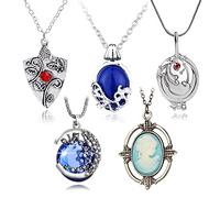 HJYZY Set di 5 collane con ciondolo a forma di vampiro con zaffiro Katherine, Elena Gilbert, con medaglione verbena e luna crescente