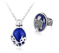 HJYZY The Vampire Daylight Walking Signet Damon's Ring Set Daywalking Katherine cristallo zaffiro collana con adesivi 12 pezzi, Zinco, Nessuna pietra preziosa