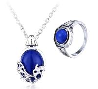 HJYZY The Vampire Daywalking Katherine Sapphire Crystal Pendant Necklace Family Klaus Mikaelson anello per fan con adesivi 12 pezzi, Zinco, Nessuna pietra preziosa