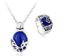 HJYZY The Vampire Katherine Sapphire Crystal Pendant Necklace Daylight Walking Signet Carolim's Ring Set con adesivi totale 12 pezzi, Zinco, Nessuna pietra preziosa