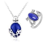 HJYZY The Vampire set di collane con ciondolo a forma di Katherine in cristallo zaffiro Set con adesivi 2 pezzi