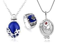 HJYZY The vampiro Diar.s Jewelry Daywalking Katherine Sapphire Collana Elena Gilbert Apertura Vervain Locket Collana Daylight Walking Signet Anello Caroline Set con adesivi 13 pz