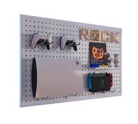 HJZALMI Kit Pannello Forato, Pannelli Organizer Parete, Supporto Parete Controller Tastiera, Pannello Forato Modulare Gaming Accessori Riporre Gli Attrezzi in Garage(Bianco,60x40cm(23.6x15.7in))