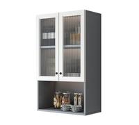 HJZALMI Pensile da Cucina con Ante, Mobiletti A Parete, Espositore da Parete con Anta in Vetro, Mobiletti da Bagno per Soggiorno, Studio, Balcone(Gray-A,80x97x30cm)