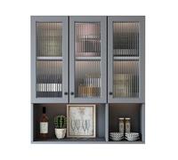 HJZALMI Pensile da Cucina con Ante, Mobiletti A Parete, Espositore da Parete con Anta in Vetro, Mobiletti da Bagno per Soggiorno, Studio, Balcone(Grey,90x97x30cm)